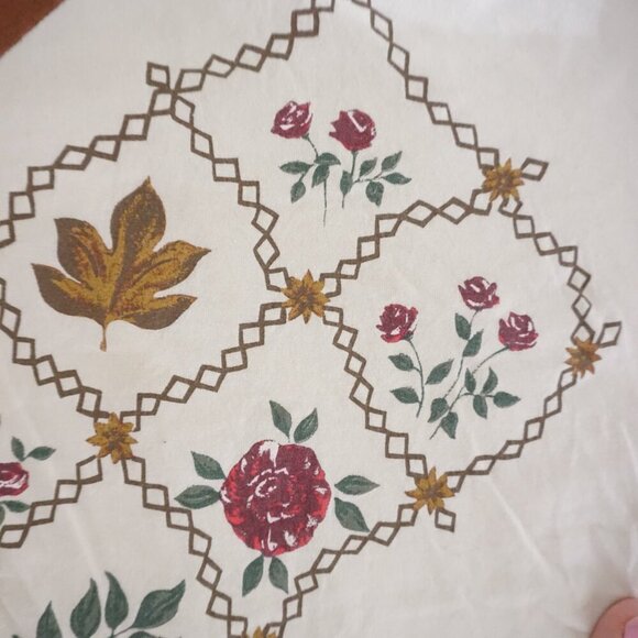 Adrian Delafield Cream Floral Leaf Print Pullover Polo Collar Sweatshirt L - Picture 9 of 10